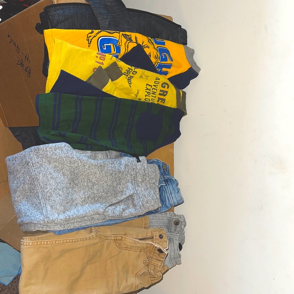 Boys 5 -6 Boys long sleeve shirts, one jacket, pair of jogger and 3 jeans